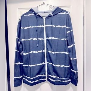 Zip up jacket, navy and white, size Medium.